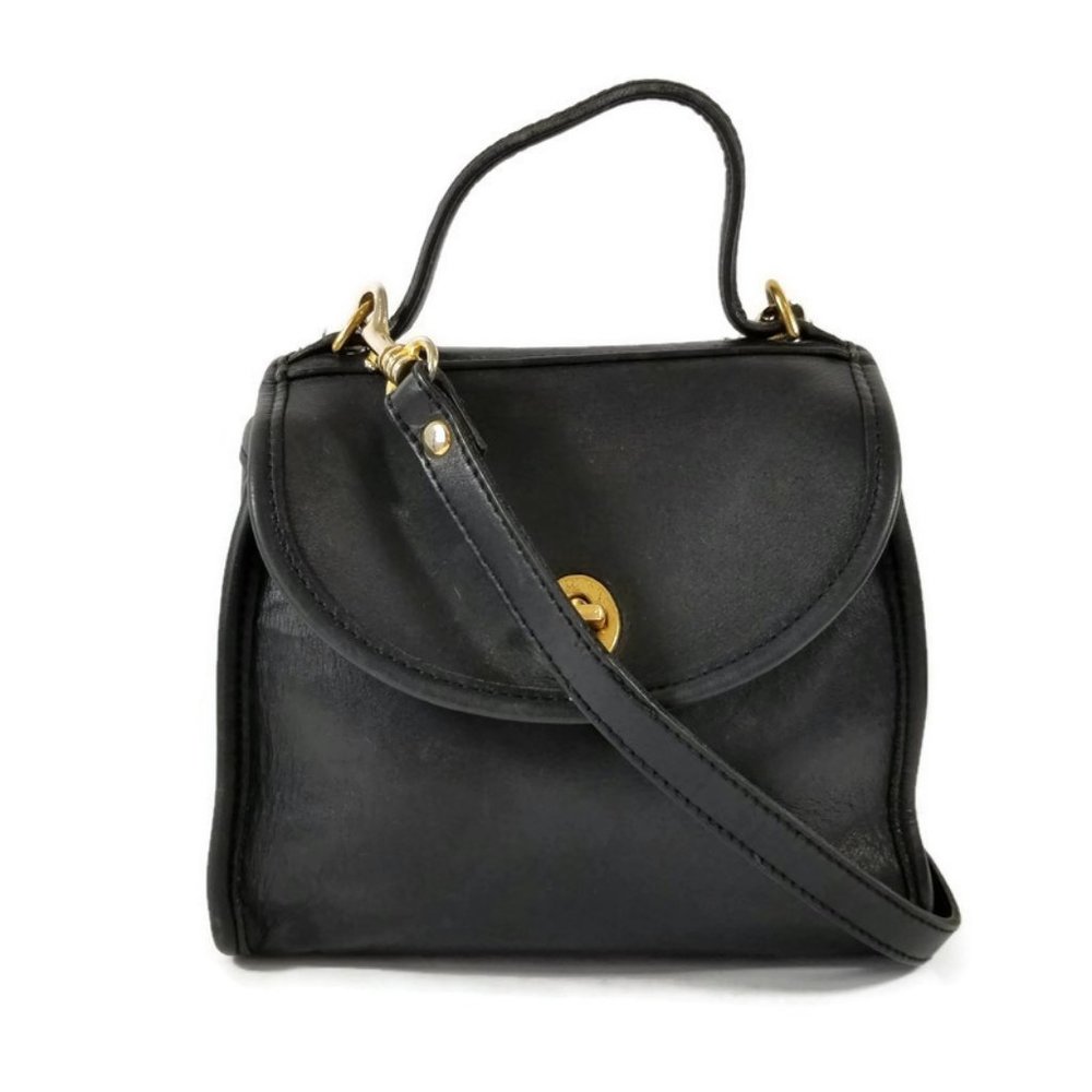 Small Black Leather Satchel Crossbody Bag